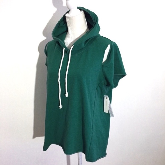 Anthropologie Tops - Anthro • Sunday's cutout green hoodie sweatshirt